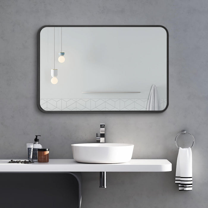 Arcus 30\" X 40\" Hand Crafted Rectangular Round Mirror - Black