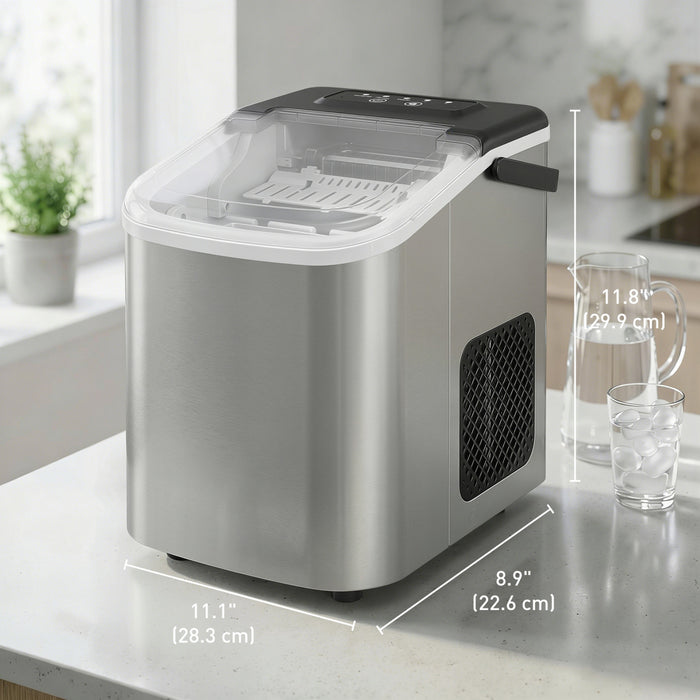HOMCOM Portable Ice Maker Countertop 9 Ice Cubes Ready in 7 Mins 26lbs/24H
