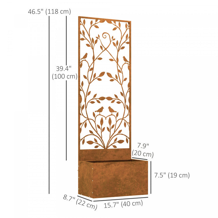 Outsunny Raised Garden Bed with Outdoor Privacy Screen, Wall-Mounted, Brown