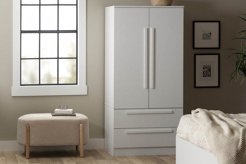 Acapella Wardrobe Armoire With Doors And Drawers - Pure White 