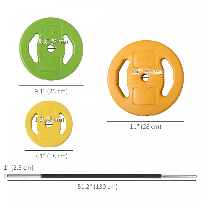 Soozier 44lbs Barbell Set with Weights for Home Gym, with Non-slip Handle