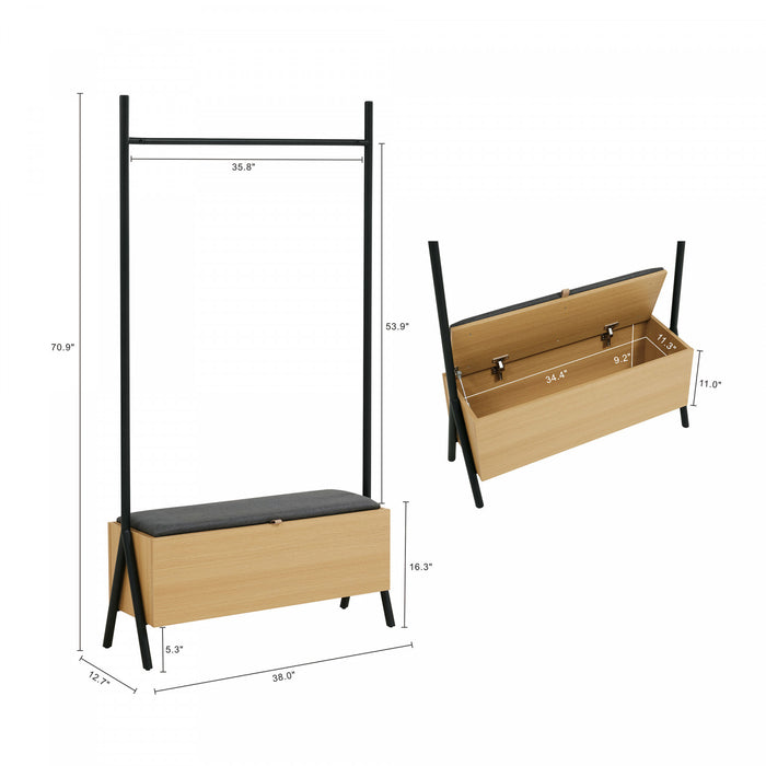 Paloma Modern 38\" Open Hanging Closet in Light Oak Armoire