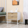 HOMCOM Nightstand with 2 Drawers and Steel Frame, Side Table, White