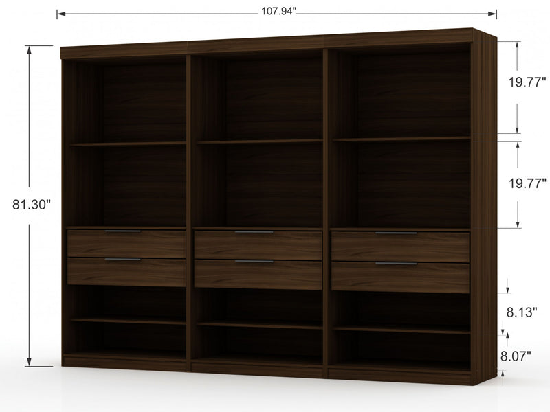Mulberry Contemporary Modern 36\" Wardrobe Closet in Chestnut Brown - Set of 3