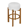 Vera Rubber Wood Bar Stool Set of 4 Indoor Seating with Round Ivory Cushion,Walnut | Vera – Lot de 4 tabourets de bar en bois d’hevea pour interieur avec coussin rond ivoire, finition noyer