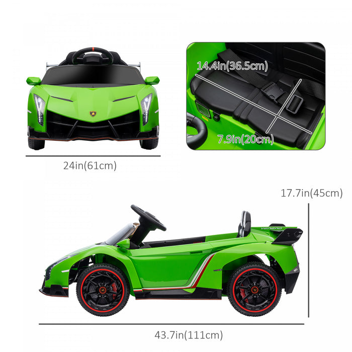 Aosom 12v Electric Powered Ride-On Car With Butterfly Doors, 4.3mph Kids Ride-on Toy For Boys And Girls With Remote Control, Bluetooth, Horn Honking, Music, Lights, Green
