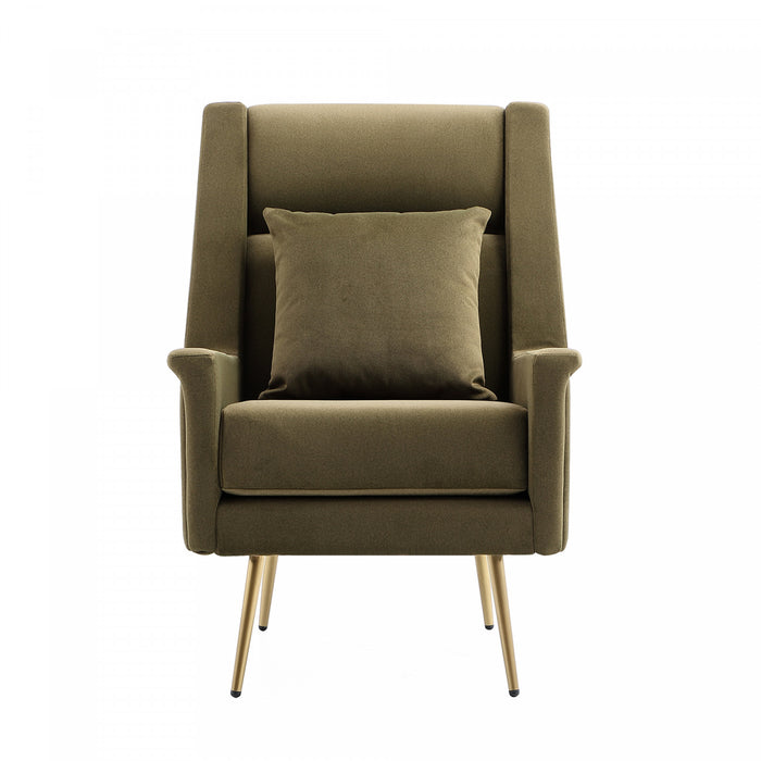 Vista Mid-Century Modern Metal Upholstered Lounge Chair in Forest Green