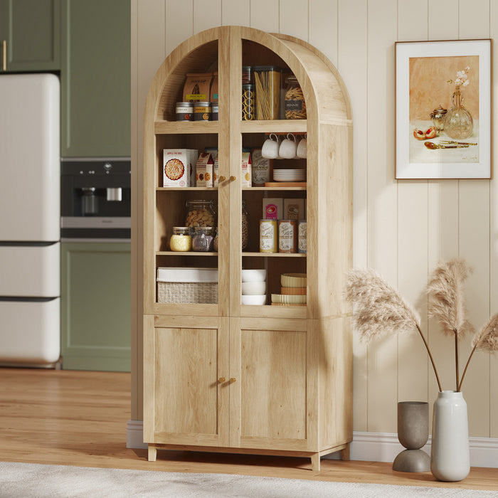 HOMCOM Arched Kitchen Pantry Cabinet, 71\" Tall Kitchen Storage Cabinet