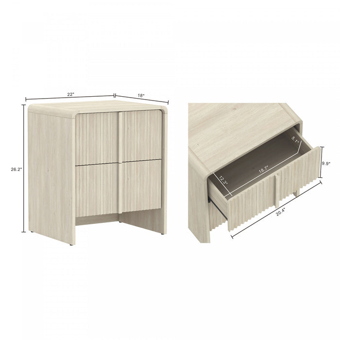 Novara Contemporary 22\" Nightstand in Whitewashed Oak (2-Drawer)