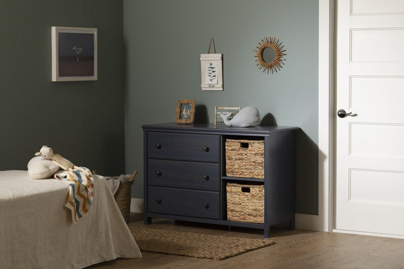 Cotton Candy 3-drawer Dresser With Storage Baskets - Blueberry