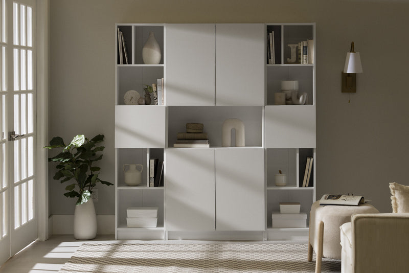 Liora Set Of Bookcase And 2 Narrow 5-shelf Bookcases - Pure White 
