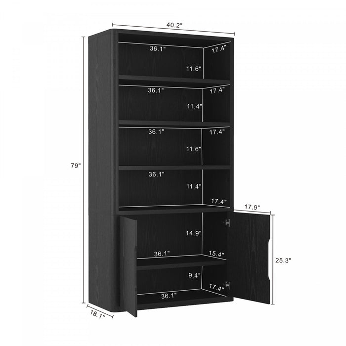 Rivington Modern 40\" Bookcase Cabinet in Black - Set of 3