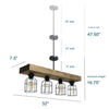 Abell 4 Light Rustic Wood Pendant, Onyx, 32"L Lamp | Abell Suspension rustique en bois a 4 lumieres, Onyx, 32 po L