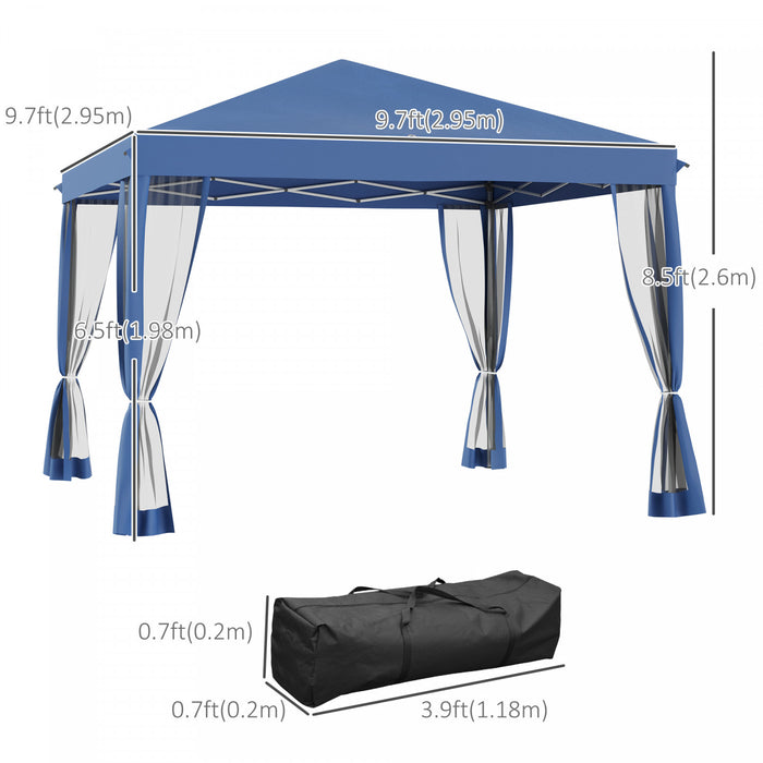 Outsunny 10' X 10' Pop Up Canopy Tent Gazebo With Removable Mesh Sidewall