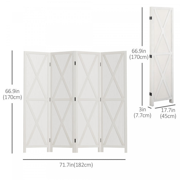 Homcom 5.6ft 4-panel Wooden Room Divider With Foldable Design