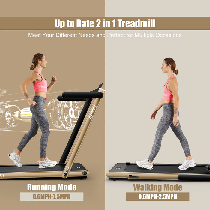 Superfit 2.25hp 2 In 1 Folding Treadmill W/ Speaker Remote Control App Yellow