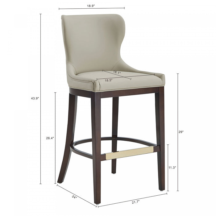 Blair Modern Wood Upholstered Barstool in Stone - Set of 2 Bar Stool