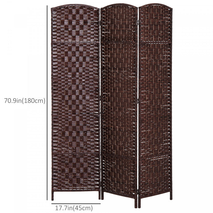 Homcom Double Hinged Woven Wicker Room Divider And Privacy Screens