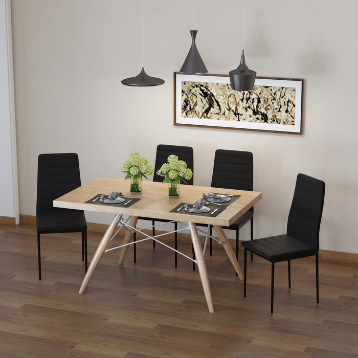 HOMCOM Dining Chairs, Set of 4, PU Leather Upholstered Accent Chairs, Back