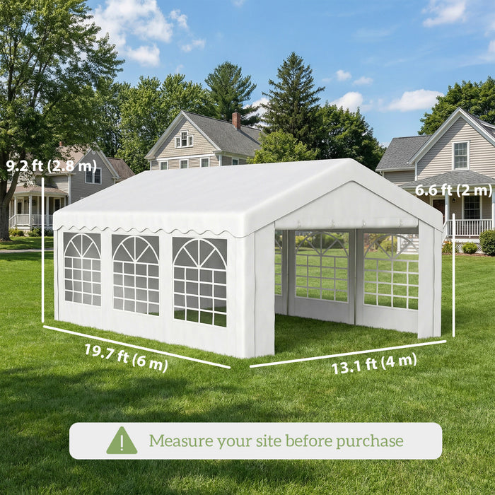 Outsunny 20'x13' Heavy Duty Party Tent, Carport Garage Canopy, White