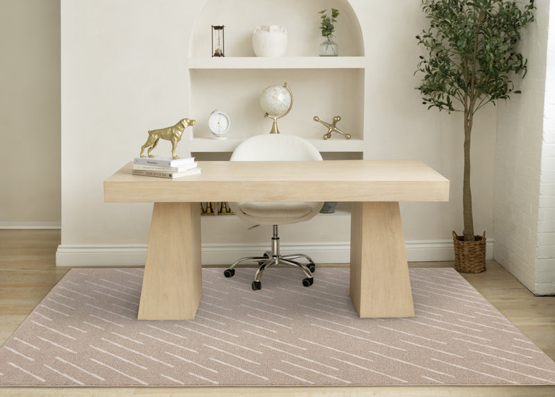 Covington Beige Cream Diagonal Rain Streaks Design Rug, 5'3\" x 7'7\" Indoor Area Rug