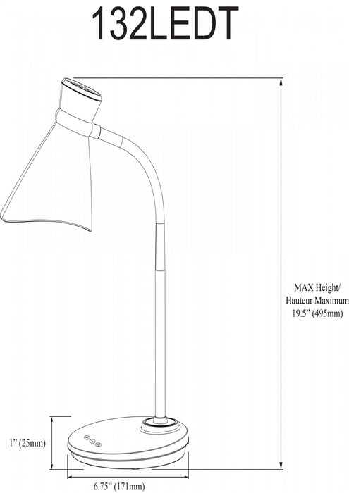 Dainolite LED Table Lamp 6w White Finish Blue/White Shade