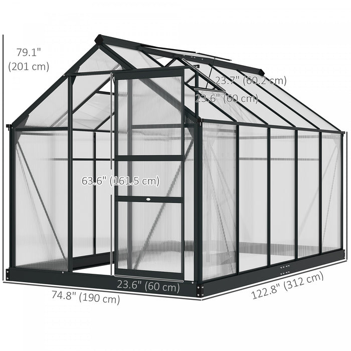 Outsunny Greenhouse, Walk-in Hot House, Clear Pc Board With Sliding Door
