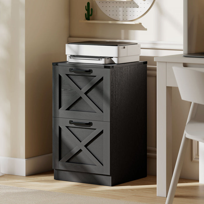 HOMCOM 2 Drawer File Cabinet, Filing Cabinet Fits Letter/A4 Size, Black