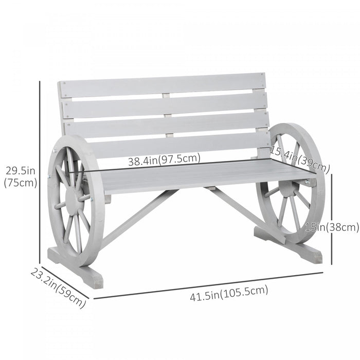 Outsunny 50\" Outdoor Metal Garden Bench With Vintage Bird Pattern