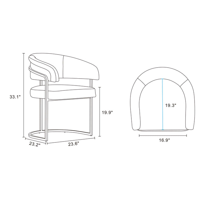 Augusta Modern Metal Vegan Leather Dining Chair in Light Gray