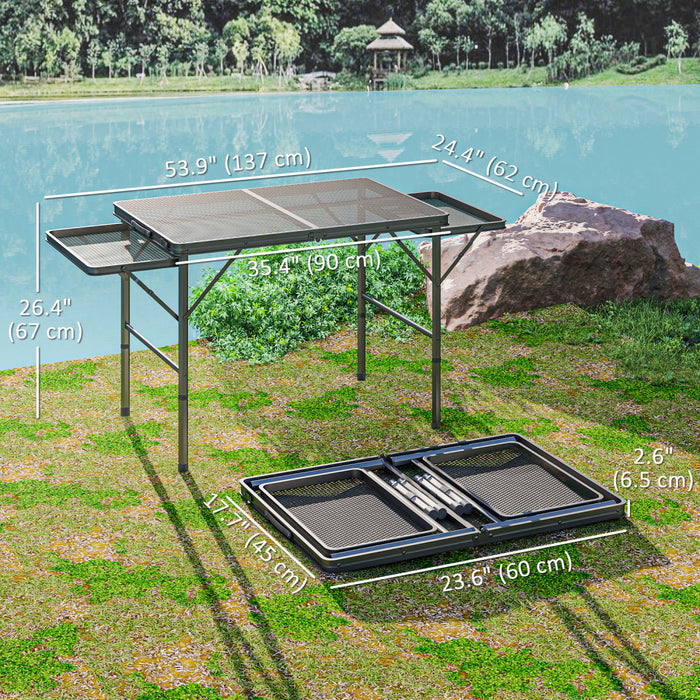 Outsunny 4.5ft Folding Grill Table, Height Adjustable Camping Table