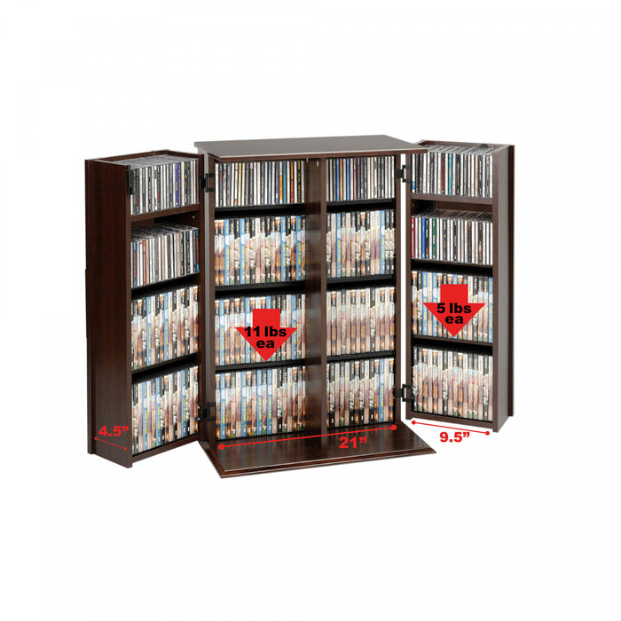 Locking Media Storage Cabinet with Shaker Doors - Espresso