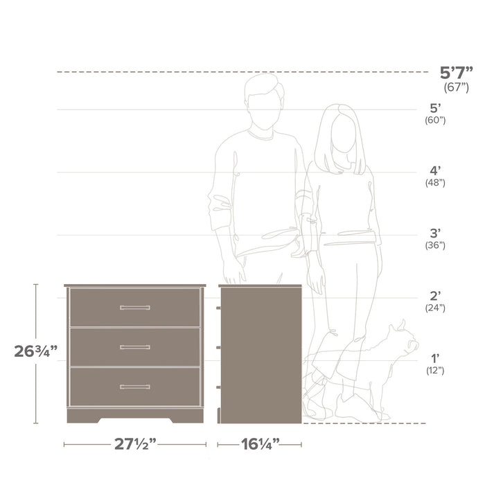 Prepac Rustic Ridge Farmhouse 3-Drawer Nightstand - Brown
