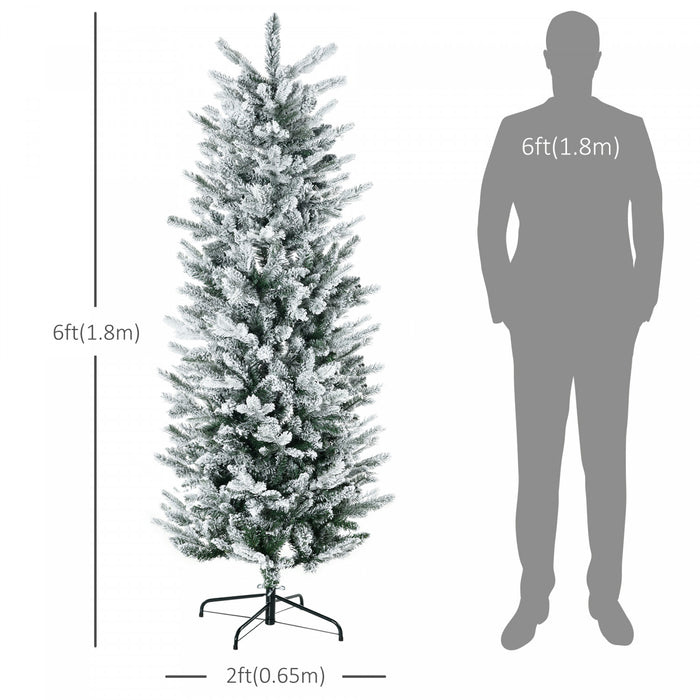 Homcom 6' Artificial Christmas Tree With Snow Flocked, Auto Open