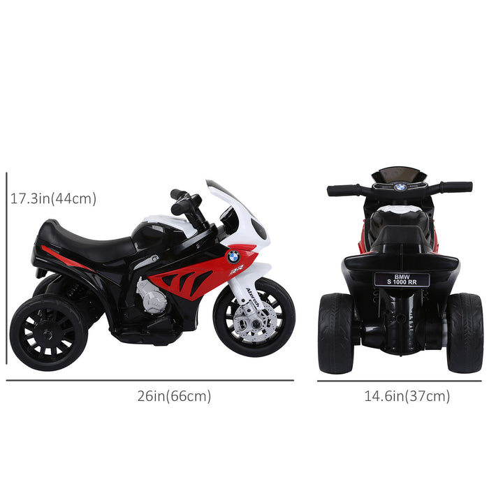 Aosom Kids Motorcycle, 6v Battery Powered Ride-On Toddler Motorcycle With Headlight, Music, 3 Wheels Electric Motorcycle For Kids, Licensed Bmw, Gift For Boys & Girls -red