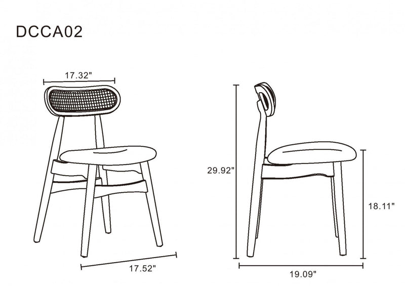 Colbert Industry Chic Cane Back Wood Upholstered Dining Chair in Natural - Set of 4