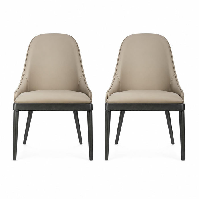 Drew Contemporary Wood Upholstered Side Chair in Taupe - Set of 2