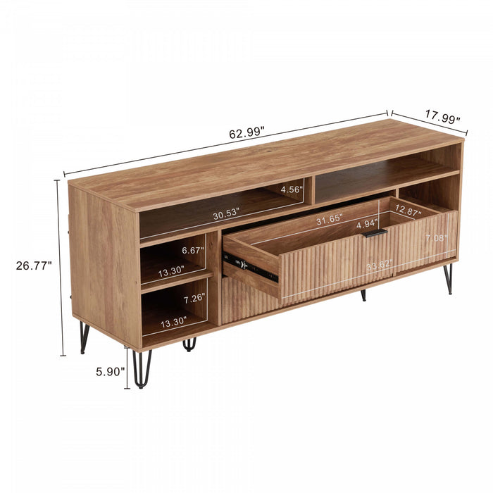 Dumbo Modern 63\" Fluted TV Stand in Golden Brown