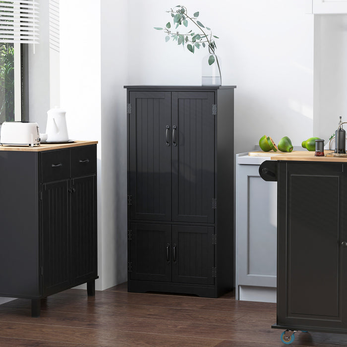 HOMCOM 48\" Kitchen Pantry, Kitchen Storage Cabinet with Shelves, Black
