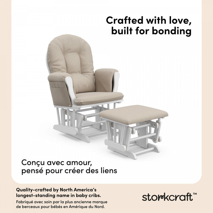 Storkcraft Hoop Glider and Ottoman - White/Taupe Swirl