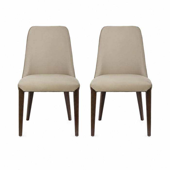 Belmont Contemporary Wood Upholstered Side Chair in Taupe - Set of 2