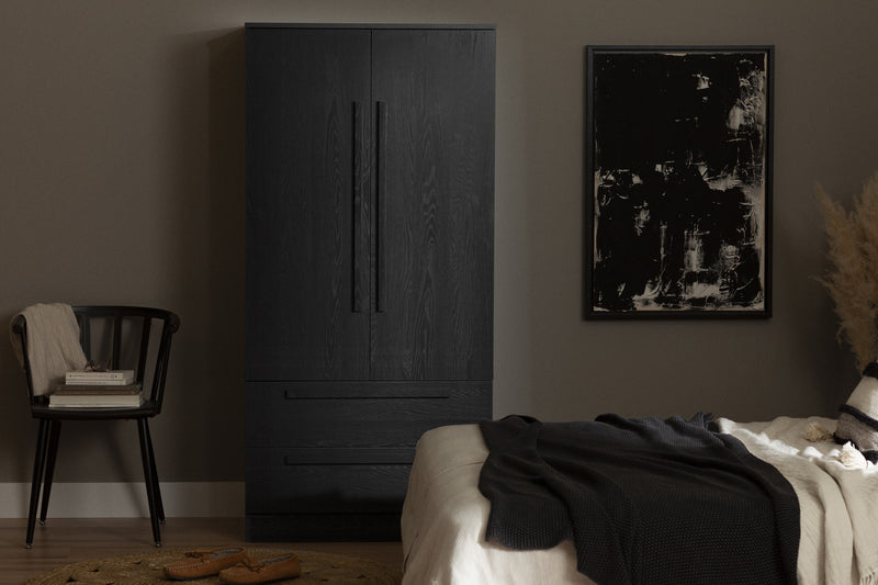 Acapella Wardrobe Armoire With Doors And Drawers - Black Oak 