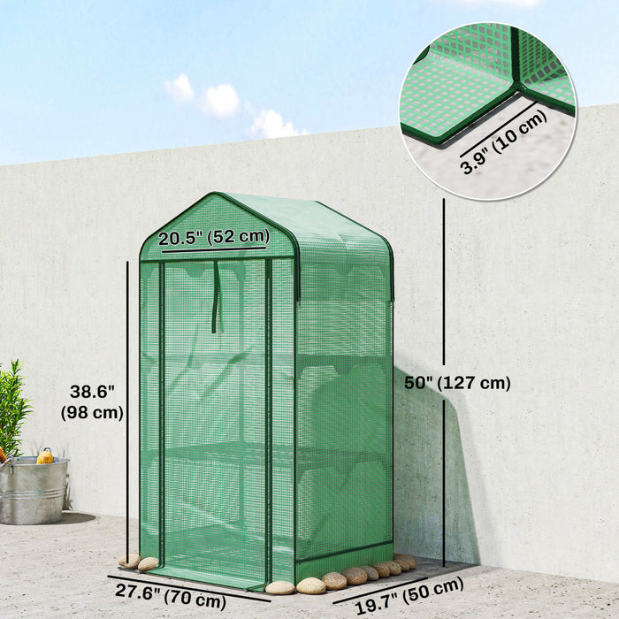 Outsunny Mini Greenhouse with Screen Roof, Portable Small Greenhouse, Green