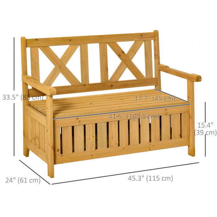 Outsunny 2-seater Wooden Outdoor Bench With 29 Gal Storage Box, Yellow