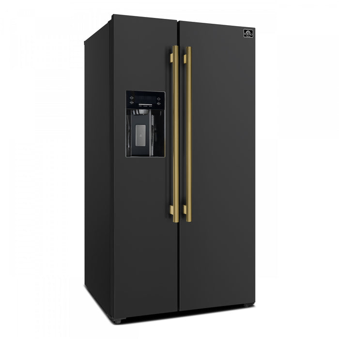 Forno Salerno 36-inch Side-by-Side Refrigerator in Black, 20 cu.ft. - FFRBI1844-36BLK