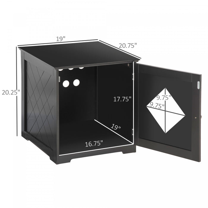 Pawhut Cat Litter Box Enclosure End Table, Indoor Cat Washroom With Magnetic Door, Hidden Litter Box Nightstand With Large Tabletop, Easy Assembly, Black