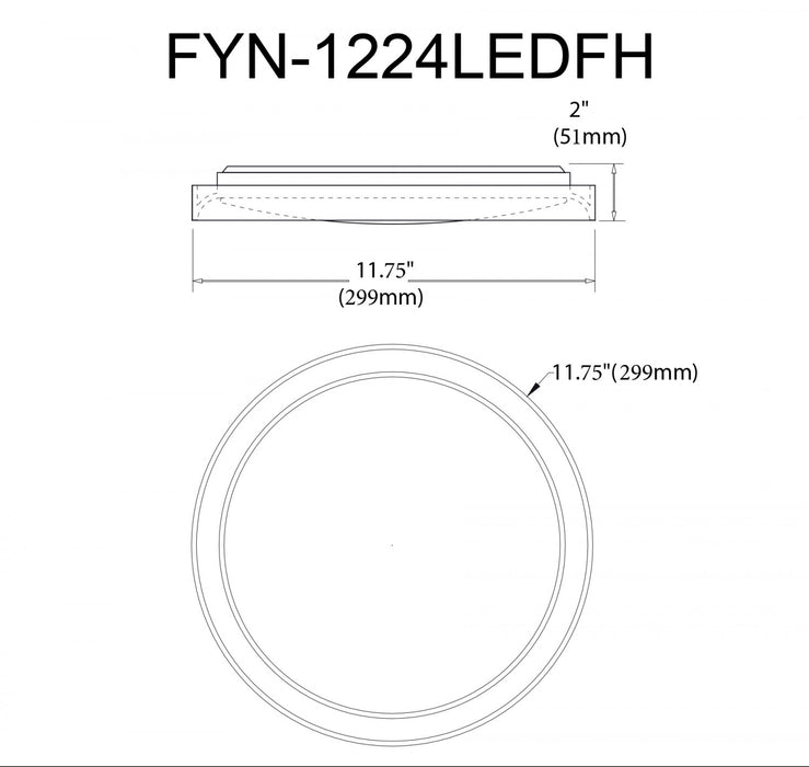 Dainolite Flynn Flush Mount 24w Aged Brass White Diffuser Lamp