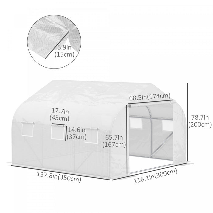 Outsunny 11.5' X 10' X 6.5' Portable Walk-in Tunnel Greenhouse, Garden Plant Growing Warm House, Outdoor Seed Flower Vegetable Growth Tent, White