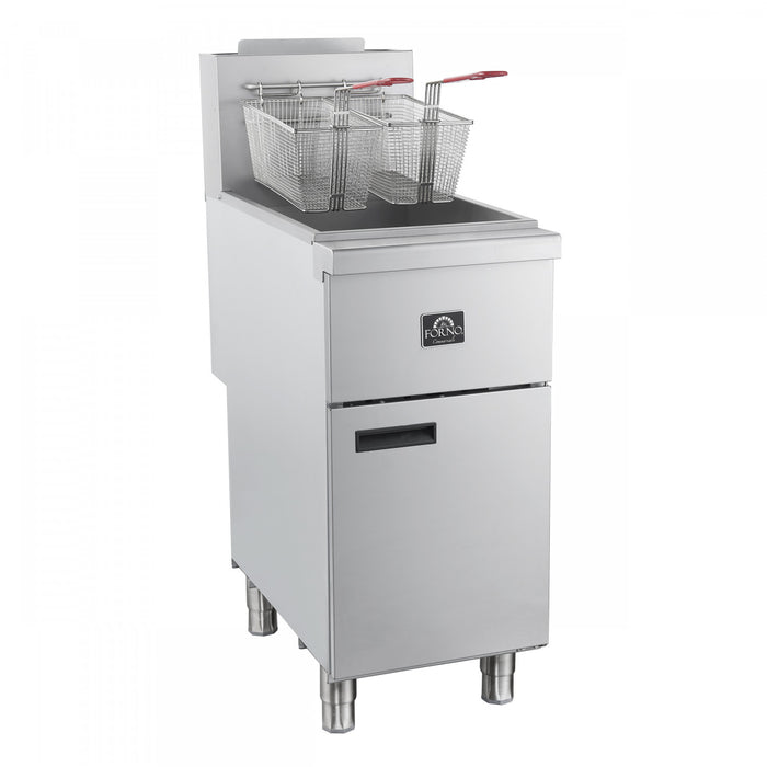 FORNO Commerciale Propane Gas Deep Fryer, 3 Burners 90,000 BTU, 40 lbs Oil Capacity - FCMGF0016