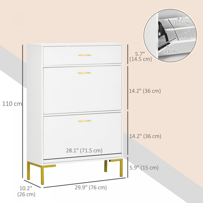 HOMCOM Shoe Storage Cabinet Modern Shoe Storage Organizer with Flip Doors